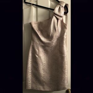 Champagne leopard print one shoulder dress